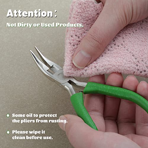 Mini Bent Nose Pliers with Serrated Jaw 4.7 Inches Bent Chain Nose Pliers for Jewelry Making Wire Cutter for Crafting and Repair Working in Tight Spaces - style: Bent Nose Pliers serrated jaws