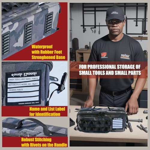 Rough Enough Waterproof Tool Bag, 13" Hard Base Organizer for Electricians