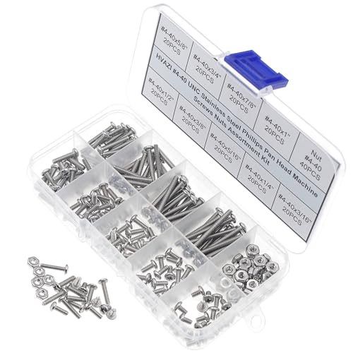 #4-40 UNC 304 Stainless Steel Phillips Pan Head Screw & Hex Nut Kit - size: #4-40UNC
