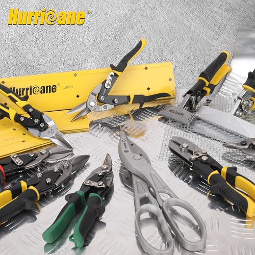 HURRICANE 10 inch Aviation Tin Snips, Straight Cut Metal Shears with Non-Slip Tyregrip Handle, Cr-V Steel Blades Shears for Thin Sheet Metal, Aluminum, Gutter & DIY Projects - size: 10 Inch Regular: Straight Cut