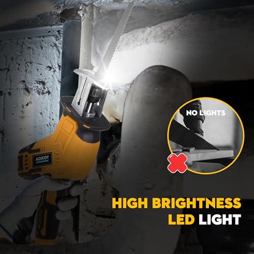 Reciprocating Saw Cordless for Dewalt 21V Battery, Mini Power Saws for Wood/Metal/PVC Cutting with 4 Blades & Toolbox, 0-2500RPM for Hand Saw Woodworking (Battery not Included)