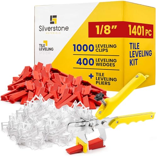 1401 Pcs Tile Leveling System with 1/8" (3mm) Tile Spacers, Tile Wedges and Tile Leveling Clips - Saves Time for Perfect and Precise DIY Installation of Ceramic Tiles - With Leveler Tool (Pliers) - color: 1/8" (3mm) Clip Thickness, size: 1401 Piece Kit