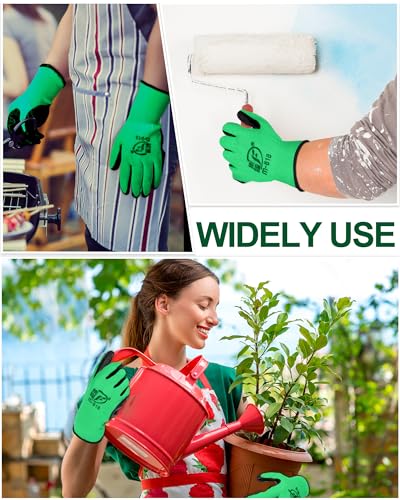 Nuogo 24 Pairs Gardening Gloves for Men Women Rubber Coated Landscaping Work Gloves Safety Work Construction - color: Green