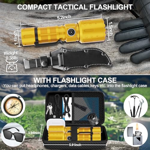 Rechargeable Flashlights High Lumens,Super Bright Small Powerful Flashlight - color: Yellow Gold