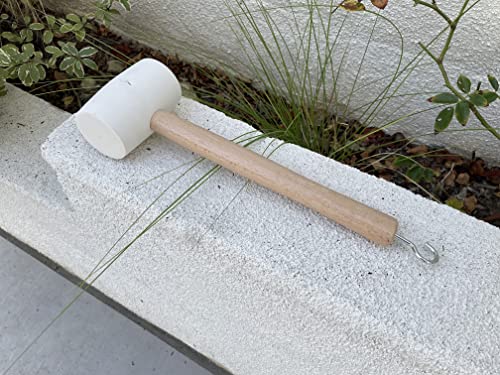 Sandbaggy Rubber Mallet | 20 oz Industrial Grade | For Applications Like Construction & Landscaping | Made of Solid Oak | Comfortable for All Day Use | Includes Tent Peg Remover (Pack of 6, White) - size: White Color