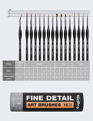 Nicpro 16 PCS Miniature Paint Brushes,Fine Tip Micro Detail Paint Brush Set - size: 16 PCS