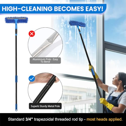 Window Cleaning Kit with Collapsible Bucket 4.2 Gallon, Professional 69" Window Squeegee Cleaner Tool with Extension Pole, Window Washing Equipment Cleaner Tool for Home Outdoor Commercial Use