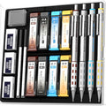 Nicpro 4 Pack Blocky Gear 0.3/0.5/0.7/0.9 mm Metal Mechanical Pencils Set - style: 0.3 0.5 0.7 0.9mm
