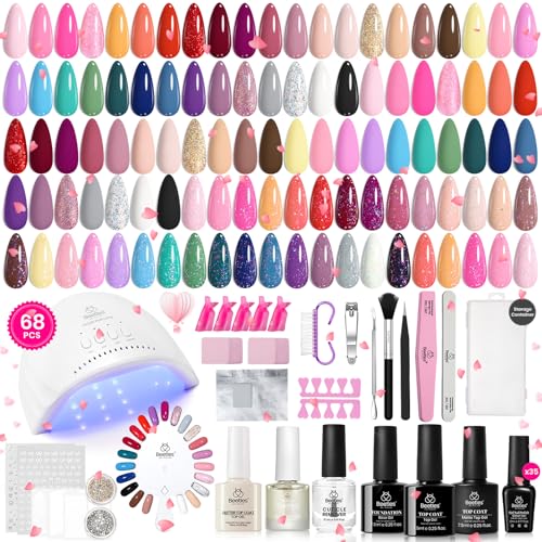 Beetles Gel Nail Polish Kit with U V Light - 68Pcs 35 Colors Gel Polish Set - color: Vivid Seasons - 35 Colors (68 Pcs)
