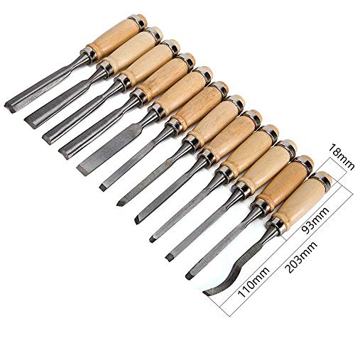 Professional Wood Carving Chisel Set - 12 Piece Sharp Woodworking Tools w/Carrying Case - Great for Beginners