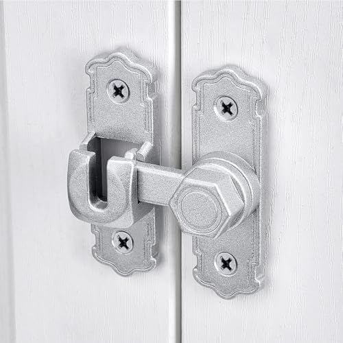 Silvery 90/180 Degree Barn Door Latches,Aluminum Alloy Flip Latch - color: Silvery