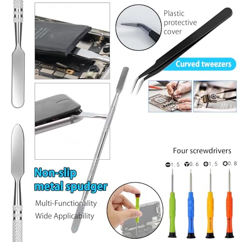 Spudger Tool Kit, 23 Pcs Cell Phone Repair Tool Kit, Pry Tools for Electronics, Metal Spudger, Plastic Pry Tool, Screwdrivers/Tweezers/Spudger Kits for iPhone, Laptop, Tablet, Computer, iPad
