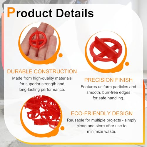 PATIKIL 5/64inch (2mm) Cross Removable Tile Spacers, 1000 PCS Plastic Cross Leveling Clips Reusable Wall Floor Construction Tools for Various Type of Tile Leveling, Red - color: Red, size: 5/64inch (2mm)