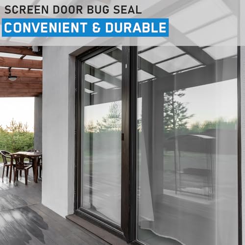 Pushglossy 28 ft Vinyl Sliding Screen Door Bug Seal Strip, Black - color: Black
