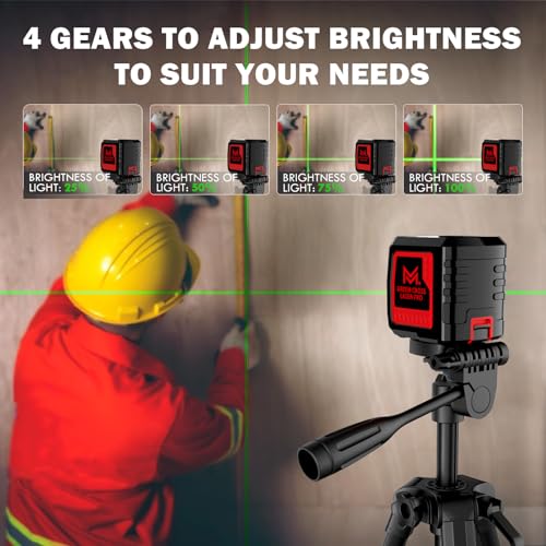 Motovera Self Leveling Laser Level 100ft, Green Cross Line with Tripod, 4 Brightness Modes & Pulse Function, Manual & Self-Leveling Modes, IP54 Waterproof for Picture Hanging, Tile, DIY Construction - size: L