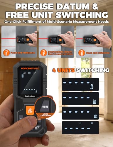 Laser Measure (164ft/50m) POROMETISTO with Angle Sensor&Tripod Mount
