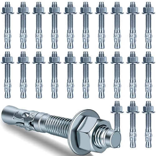 1/2 x 3-3/4 in Wedge Anchors 24 pcs Galvanized Concrete Anchors - size: 1/2 x 3-3/4In