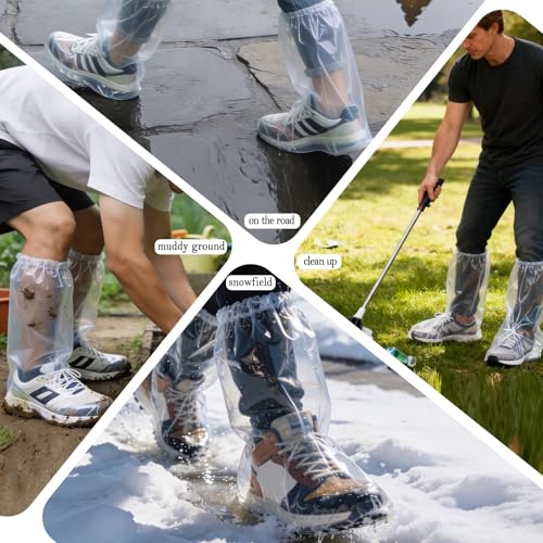 12 Pcs Individually Packaged Extended Length Rain Shoe Covers for Adults, Disposable Portable Plastic Shoe Covers for Rain, Perfect for Adults, Mud, and Theme Parks (Adults, L 12Pcs) - size: Adults L 12Pcs