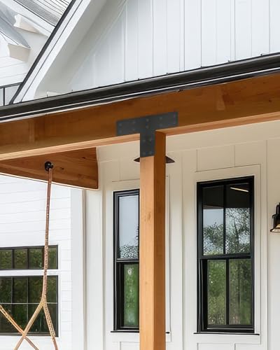 6 Pack 12"x8" T Post Timber Frame Brackets, T Flat Mending Plate - size: 6 Pcs-12"x8"