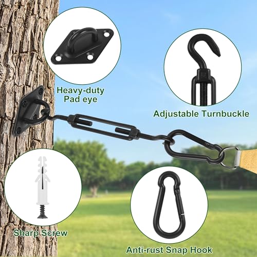 YOFIT Shade Sail Hardware Kit 6 Inch Stainless Steel Turnbuckles for Sun Shade Sail Outdoor Patio Canopy Installation Accessories for Triangle Rectangle Shade, 40 Pcs, Black - size: 6 inch 40 pcs-Black