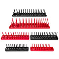 AIUITIO 6PCS Socket Organizer Tray Set, Red SAE & Black Metric Socket Storage Trays, 1/4-Inch, 3/8-Inch & 1/2-Inch Drive Deep and Shallow Socket Holders for Toolboxes - size: 170 Socket Capacity