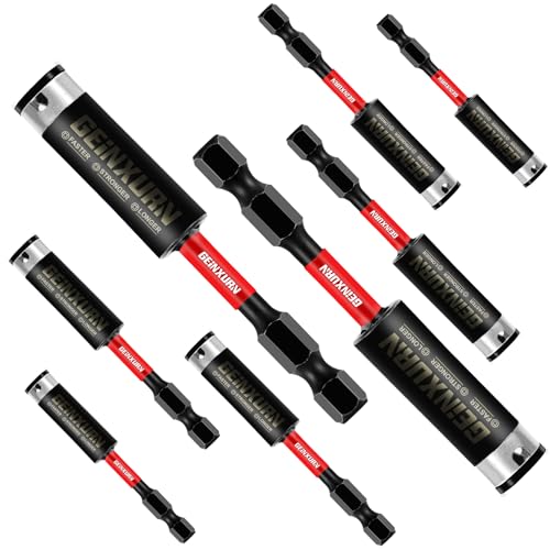Geinxurn 3Inches Impact Magnetic Screwdriver Bit Holders, 8PACK Extension Socket Drill Bit Holder S2 Alloy Steel Hex Shank Quick-Change Drill Bit Guide - style: 3INCHES -Bit Holder-8PCS