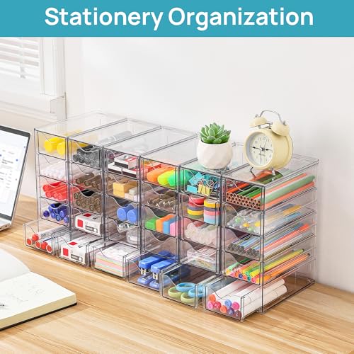 Vtopmart Acrylic Desk Organizer with 30 Drawers for Office, Makeup, Crafts - style: D