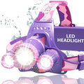 DanForce Headlamp. USB Rechargeable LED Head Lamp. Ultra Bright LUMINUS 1080 Lumen Headlamp Flashlight + Red Light. HeadLamps for Adults, Camping, Outdoors & Hard Hat Light. Zoomable IPX54 Headlight - color: Pink