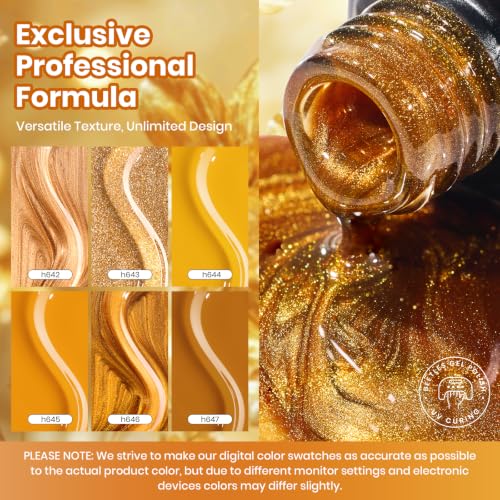 Beetles Fall Gel Polish Set, Retro Honey Gold Glitter Cat Eye Soak Off Gel - color: A - Mixed Finishes | Retro Honey