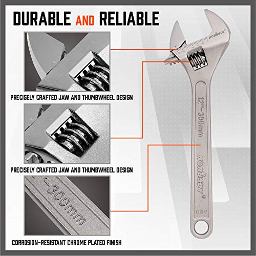 HORUSDY 4-Piece Adjustable Wrench Set, CR-V Steel, Adjustable Wrenches Set(6-inch, 8-inch, 10-inch, 12-inch) - style: 4pcs Adjustable Wrench Set