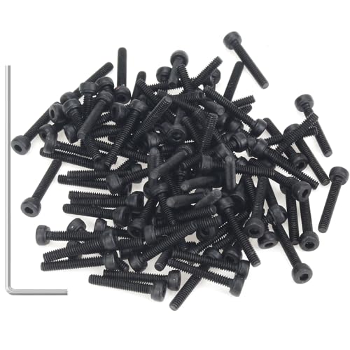 105 Pieces M2 x 12mm Socket Head Cap Screws, Thread Pitch 0.4mm, Sutemribor M2 Black Screws, 12.9 Grade Alloy Steel, Black Oxide Finish, Fully Threaded - size: M2 x 12mm, style: Socket Head