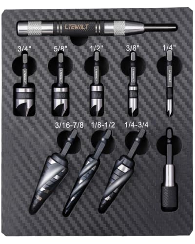 9 PCS M35 Cobalt Steel 4 Flute Step Drill Bit Set, Hex Unibit with Countersink Bits, Center Punch for Home Metal Aluminum Steel Wood Working - color: Silver Black