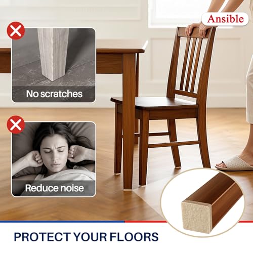 Ansible 60 PCS Felt Furniture Pads 1" for Hardwood Floors - size: 60 PCS 1" Beige, Square