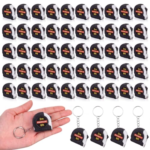 Kanayu 50 Pcs Pcs Mini Measuring Tape with Keychain, 6 ft, White - color: White, size: 6 ft