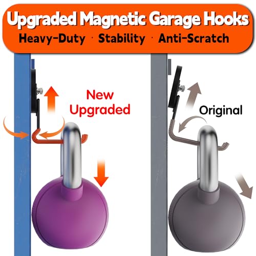 ULIBERMAGNET New Updated Strong Magnetic Hooks,2 Pack Heavy Duty Large Magnetic Hooks for Extension Cord, Cable, Hose, Power Cord,Rope,Drill,Jig Saw,Circular Saw,Garden Lawn Tools (Orange/3.46inch) - style: Upgraded Orange Large L Ultimate Strong Hooks