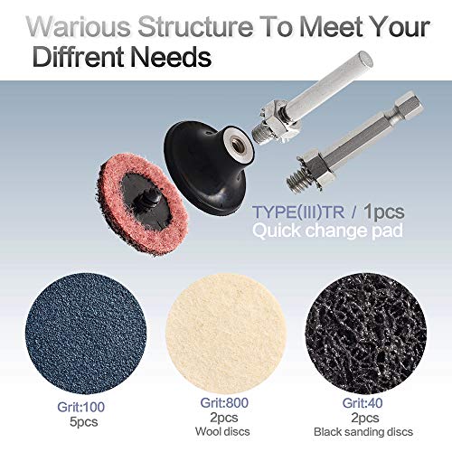 60Pcs Sanding Discs Set, 2 inch Quick Change Sanding Discs with 1/4" Holders, Die Grinder Surface Conditioning Burr Rust Paint Removal - style: 60Pcs Quick Change Discs 2 Inch(A/O main)