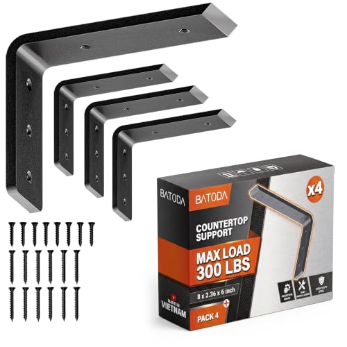 BATODA 8” Countertop Support Steel Brackets (4 PCS), Heavy Duty L Bracket - size: 8 Inch