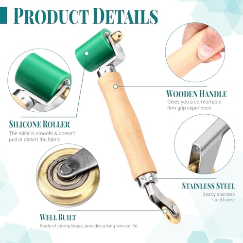 Seam Roller, Silicone Seam Roller Roofing, Smoothing Roofing Tools, Seam Roller for Quilting, Sewing, Wallpaper, Roller Tool for PVC/TPO/EPDM Single Ply Roofing Tape (Green) - color: Green