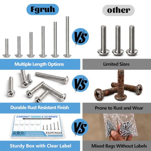 120PCS Assortment，Cabinet Pull and Knob Screws, M4×16/18/20/25/30mm, Machine Screws with Pan Washer Head, Metal Phillips Screws Kit for Drawer, Cupboard, Closet Handle Installation - size: M4×16/18/20/25/30mm