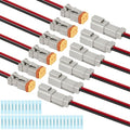 Deutsch DT 2 Pin Grey Male Female Wiring Harness Connector 6 Kits, 16 AWG - color: 6 Sets-Grey, size: 2Pin