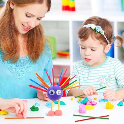 Healifty Wooden Craft Sticks, 50-Pack 5.9 Inch Colorful Round Dowels