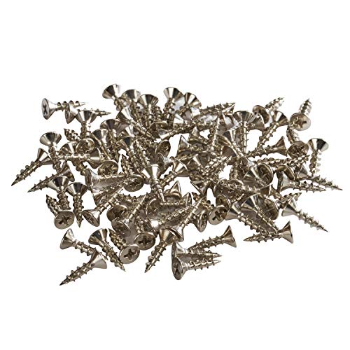 Rok Hardware 100-Pack #7 x 5/8" Flat Head Wood Screws, Nickel Plated