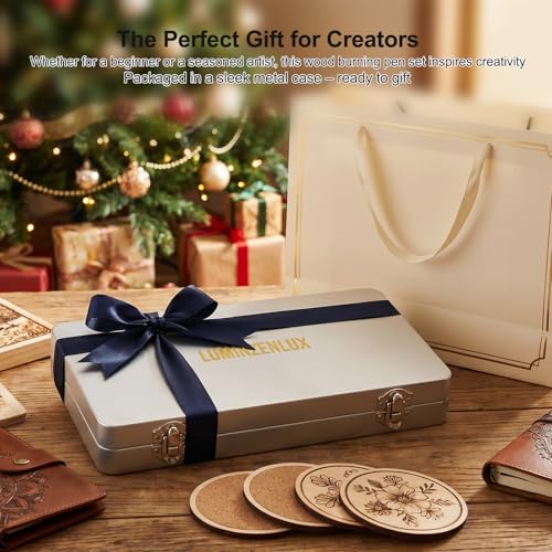 Professional Wood Burning Kit, 60 Pcs Adjustable Temperature Wood Burning Pen Set - Ultimate DIY Wood Burning Tool in Premium Metal Case, Ideal Gift for Pyrography, Wood, Leather, Carving, Soldering