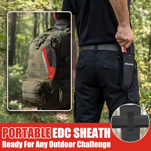 7 inch Folding Saw with EDC Pouch | Triple-Cut Pruning Saw, Induction-Hardened Teeth, Curved TPR Handle, Secure Lock, High-Carbon Steel Blade, for Wood Cutting