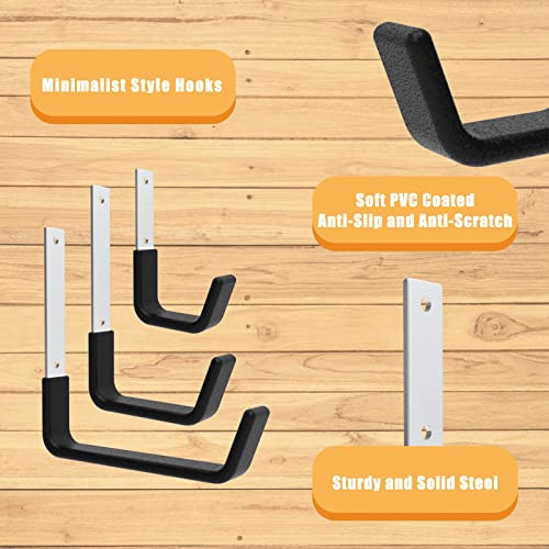 Heavy Duty Utility Hooks for Garage Storage Utility Hooks Wall Mount,Garage Hooks Heavy Duty,Garage Wall Hooks,Hose Holder,Bike Hooks,Ladder Hooks,Leaf Blower Hanger (2S & 2M & 2L) - size: 2 Small & 2 Medium & 2 Large
