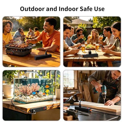 Outdoor Power Strip Weatherproof, 10FT Extension Cord with 4 Outlets - size: 10FT