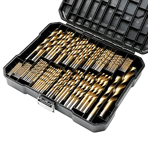 GMTOOLS 230 Pcs Drill Bit Set, 135° Tip Titanium Coated High Speed Steel, Twist Drill Bit Kit for Iron, Aluminum Alloy, Copper, Wood, Plastic, with Hard Storage 1/16"-3/8" - style: 230PCS