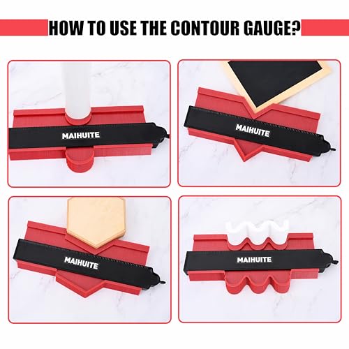 10" Contour Duplication Gauge，Adjustable Lock ，Precisely Copy Irregular Shape ，Irregular Welding Woodworking Tracing ， Must Have Tool for DIY Handyman, Construction 10 Inch,(RED)