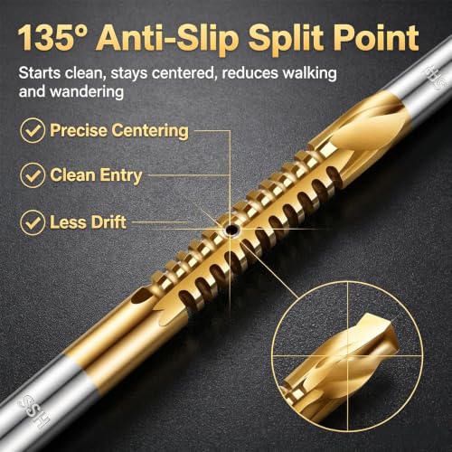 6PC Twist Drill Bit Set, 3-8Mm Titanium High-Speed Steel Drill Set for Machinists for Drilling Screwing Boring Carving Cutting Polishing Durable Plunge Drill Bits