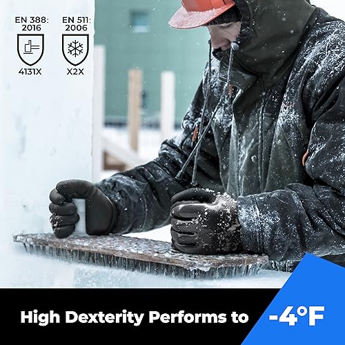 toolant Waterproof Winter Work Gloves, Double Nitrile Oil Resistant Grip - color: Black, size: Medium (Pack of 1)